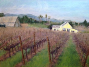 "Yellow House in Vineyard", pastel 11x14 Version 1