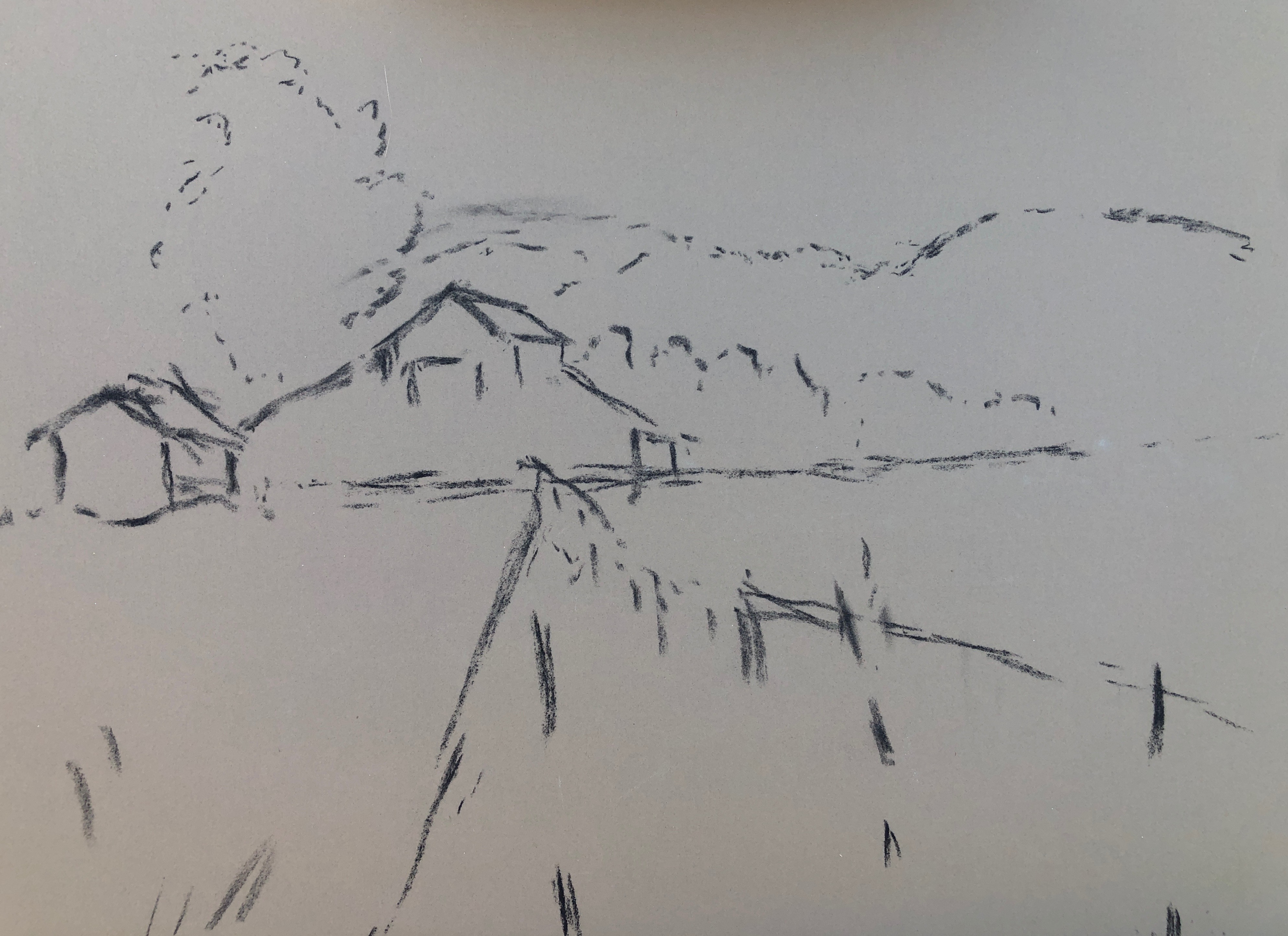 sketch of barn